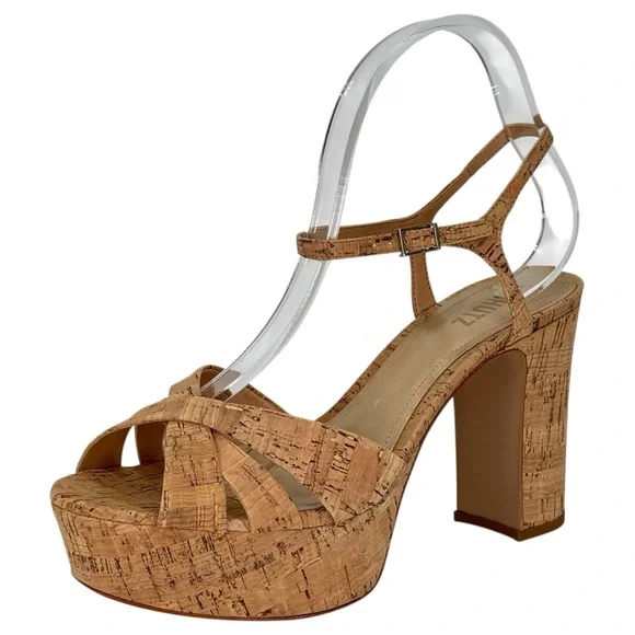 Schutz Keefa Tan Cork Womens Platform Heels Size 9.5M - Picture 2 of 16